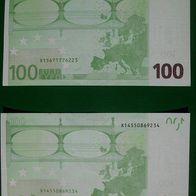 1 mal 100 Euro Geldschein Draghi 2002 X