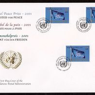 Vereinte Nationen (UNO) - Trio-Ersttagsbrief FDC vom 10. Dezember 2001 o <