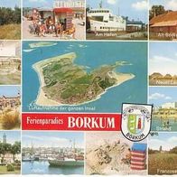 Borkum Wappen Leuchtturm Hafen Bahnhof 24.8.1977