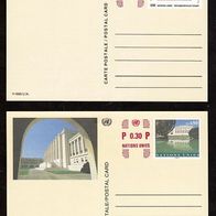 Vereinte Nationen (UNO) Genf-Ganzsachen - Postkarten - Mi. Nr. P 11 und P 12 <
