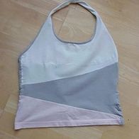 Neckholder-Top grau/ weiß/ rosa Gr. 164
