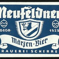 ALT ! Bieretikett "Märzen-Bier" Brauerei Scherrer Neufelden Mühlviertel Österreich