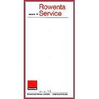 Rowenta - Serviceheft Adressen mit Telefon Nummern - Original