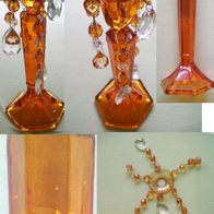 Lüsterschale Behang Tropfschale Kerzenständer Kristall Klunker Glas Orange H=27cm