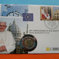 Vatikan 2007 2 Euro Gedenkm. Numisbrief Europa - Edition 80 Geburtst. Bened.