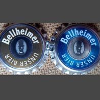 2 Bellheimer hellblau-metallic und gold Bier Brauerei Kronkorken 2017 in unbenutzt