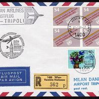 Vereinte Nationen (UNO) Wien - Flugpost / Erstflug Wien-Tripoli - 01.03.1981 (2) o <