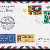 Vereinte Nationen (UNO) Wien - Flugpost / 20 Jahre Wien-Mailand - 01.11.1980 (3) o <