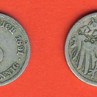 Kaiserreich 5 Pfennig 1891 F RAR Auflage nur 900 000 Stück