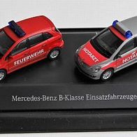 Herpa 281928 Mercedes-Benz B-Klasse Einsatzfahrzeuge Taxi Notarzt Polizei Feuerwehr
