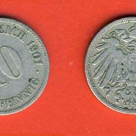 Kaiserreich 10 Pfennig 1901 D