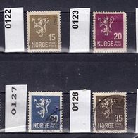 Norwegen Mi. Nr. 120 + 122 + 123 + 124 + 126 + 127 + 128 + 130 o <