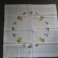 Tischdecke, handgestickt mit Blumenmotiven (M4#)