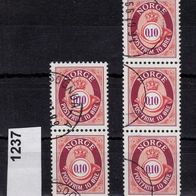 Norwegen Mi. Nr. 1237 A / 2er und 3er- Streifen / Posthorn o <