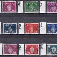 Norwegen Dienstmarken Mi. Nr. 33 + 35 + 40 + 42 + 55 + 57 + 58 + 64 + 66 o <