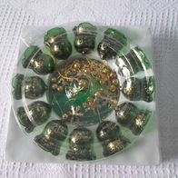 Glockenaufhänger/ Spirale grünlich mit 12 Glöckchen (M#)