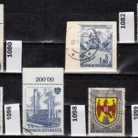 Österreich Mi. Nr. 1077 + 1080 + 1082 + 1091 + 1096 + 1098 + 1099 o <