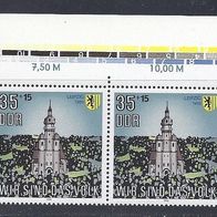 DDR 1990, MiNr: 3315 Paar vom Oberrand sauber postfrisch
