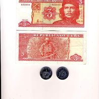 Kuba, Che Guevara, 3 Peso Münze, 3 Peso Geldschein, Cuba aktuelle Zahlungsmittel