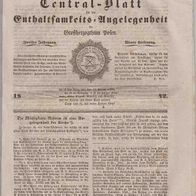 Posen Zeitung 1842 Central-Blatt für die Enthaltsamkeits-Angelegenheiten