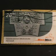 Maxi Mail Marke Fassadenelement Mollerstr. Darmstadt gestempelt auf Papier #F105e