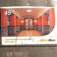 Maxi Mail Marke Jugendstilbad Darmstadt gestempelt auf Papier #F106a