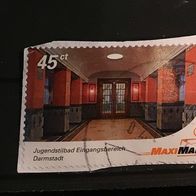 Maxi Mail Marke Jugendstilbad Darmstadt gestempelt auf Papier #F106b