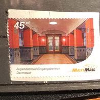 Maxi Mail Marke Jugendstilbad Darmstadt gestempelt auf Papier #F106d