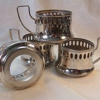 4 WMF - Geislingen Teeglashalter, Straußen-Marke um 1910 * *