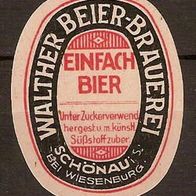 ALT ! Bieretikett Walther Beier-Brauerei Schönau i. S. bei Wiesenburg