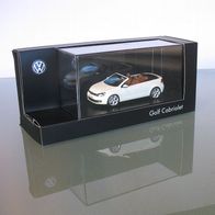 VW Golf VI Cabriolet Convertible weiß Schuco Promo Werbe 1:43 Vitrine OVP