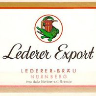 ALT ! Bieretikett "Lederer Export" (für Italien) Lederer Bräu † 1979 Nürnberg Bayern