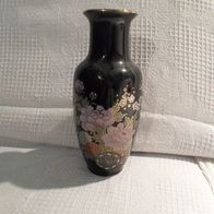 Blumenvase, schwarz mit Blumenmotiv (M#)