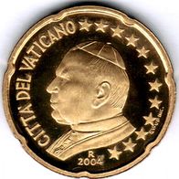 20 Cent Vatikan 2004 Euro-Kursmünze mit Papst Johannes Paul II PP Polierte Platte