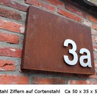bellissa Corten-Hausnummer 0-97330 17 x 25 cm gelasert zum Anbringen an Gabionen Ziffer aus Cortenstahl