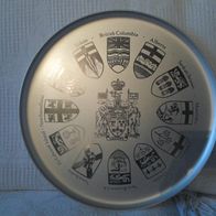 Tablett aus Canada mit Wappen der Bezirke, Zinn? (M#)