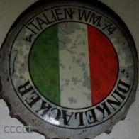 Dinkelacker Fussball WM ´74 Brauerei Bier Kronkorken, Kronenkorken 1974 Serie Italien