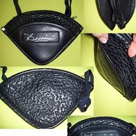 Kleine Mini Tasche in Dreieck-Form Schwarz Kunstleder 3 Fächer f. Gürtel Discotasche