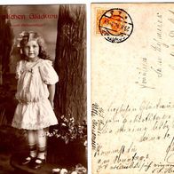 Deutsches Reich Postkarte 7,5 Pfg - Rückseite "Herzlichen Glückwunsch...." Mädchen