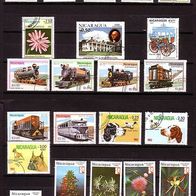 Lot von 41 Briefmarken von Nicaragua, schöne Motive, gestempelt