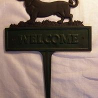 Gusseisen Schild - " Dackel / Welcome "