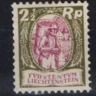 Liechtenstein Michel Nr. 65 postfrisch mit Falz/ Rest