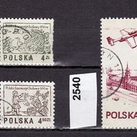 Polen Mi. Nr. 2537 + 2538 + 2540 Holzschnitte / Flugwesen o <