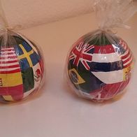 2 Kerzen in Kugelform mit Länderflaggen - Geschenk für Fußballfans