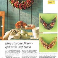 Eine stilvolle Rosengirlande auf Stroh (Deko-K) - Infokarte über