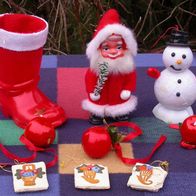 Weihnachtsdeko: Stiefel, Weihnachtsmann, Schneemann ...