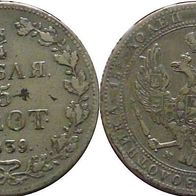 Polen: 5 Zlotych = 3/4 Rubel 1839 M W