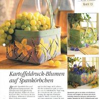 Kartoffeldruck-Blumen auf Spankörbchen (Deko-K) - Infokarte über