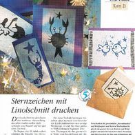 Sternzeichen mit Linolschnitt drucken (Deko-K) - Infokarte über