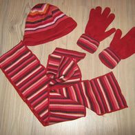 superniedliche Strickmütze KU 49-53 cm + Handschuhe + Schal toll geringelt !! (1217)